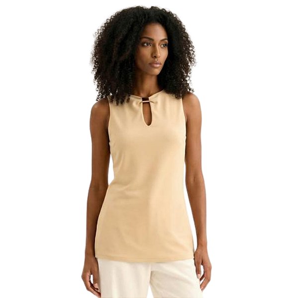 BLUSA LEZ A LEZ REGATA CREPE BEGE FEMININO ADULTO