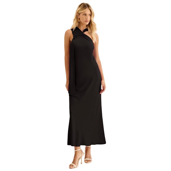 VESTIDO LEZ A LEZ REGATA VISCOSE LONGO PRETO FEMININO ADULTO