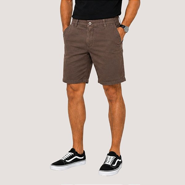 BERMUDA DESERT BRIM COM ELASTANO MARROM ESPORTE MASCULINO ADULTO