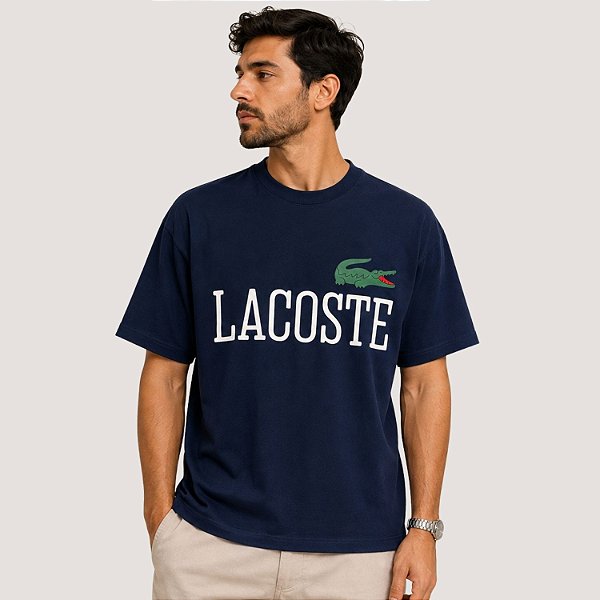 CAMISETA LACOSTE MANGA CURTA COMFORT ALGODÃO AZUL MARINHO MASCULINO ADULTO