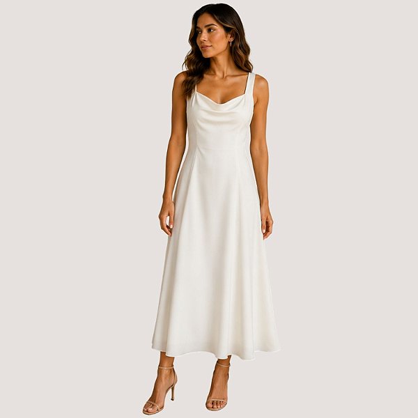 VESTIDO SLY REGATA CREPE OFFWHITE FEMININO ADULTO