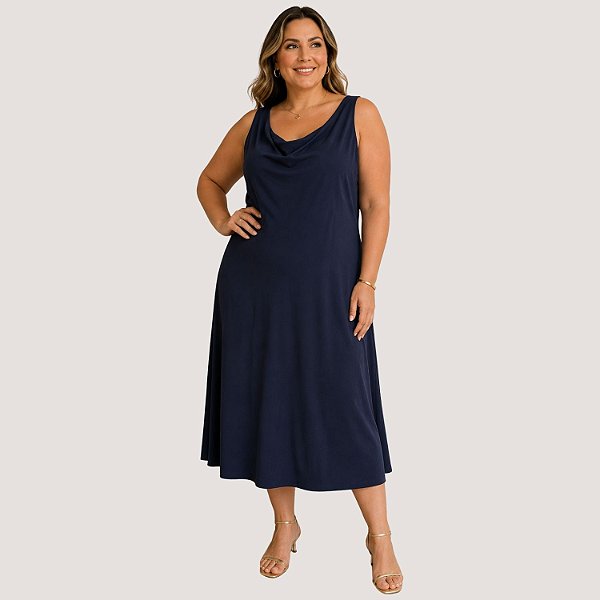 VESTIDO SLY REGATA CREPE AZUL ROYAL FEMININO ADULTO