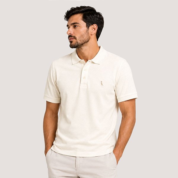 POLO RESERVA MANGA CURTA COMFORT PIQUET LISO OFFWHITE MASCULINO ADULTO