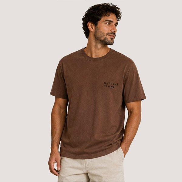 CAMISETA DESERT MANGA CURTA COMFORT ALGODÃO SILKADA MARROM  MASCULINO ADULTO