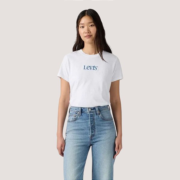 BLUSA LEVIS MANGA CURTA T-SHIRT ALGODÃO BRANCO FEMININO ADULTO