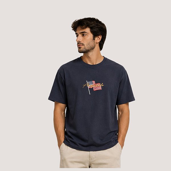 CAMISETA AEROPOSTALE MANGA CURTA COMFORT ALGODÃO AZUL MARINHO MASCULINO ADULTO