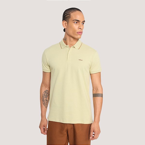 POLO COLCCI MANGA CURTA SLIM PIQUET BEGE MASCULINO ADULTO