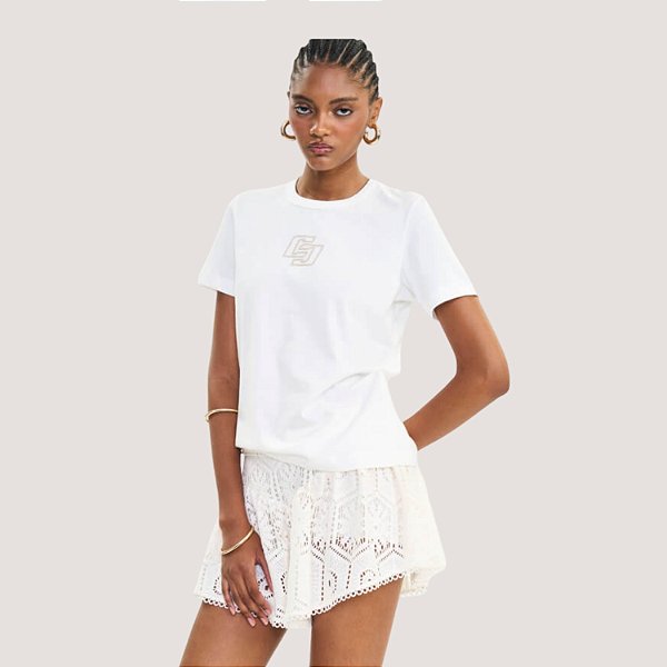 BLUSA COLCCI MANGA CURTA T-SHIRT OFFWHITE FEMININO ADULTO
