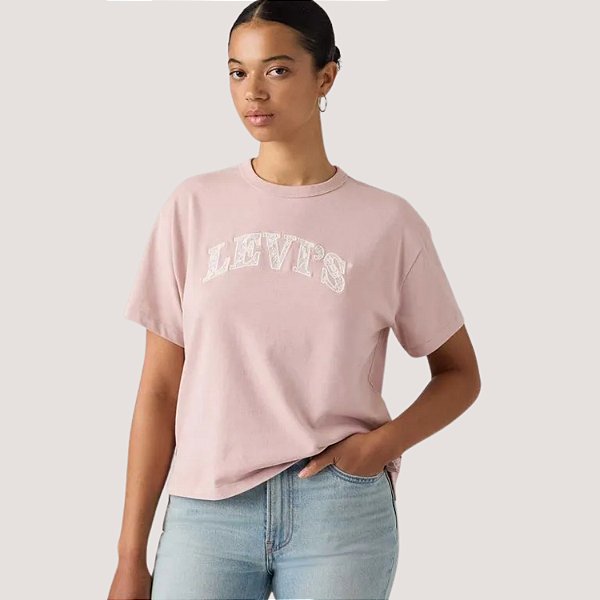 BLUSA LEVIS MANGA CURTA T-SHIRT ALGODÃO ROSA FEMININO ADULTO