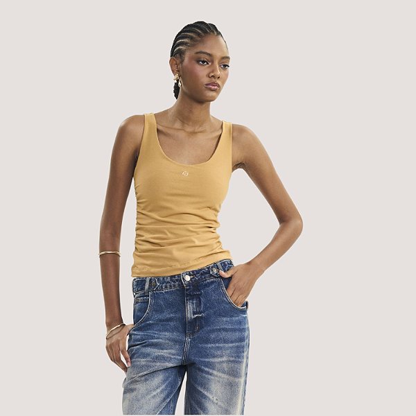 BLUSA COLCCI REGATA MARROM FEMININO ADULTO