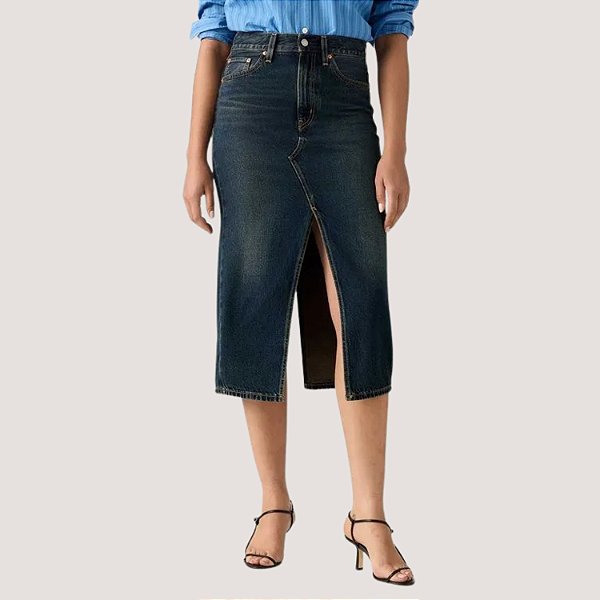 SAIA LEVIS JEANS ESCURO BRUTO MIDI FEMININO ADULTO