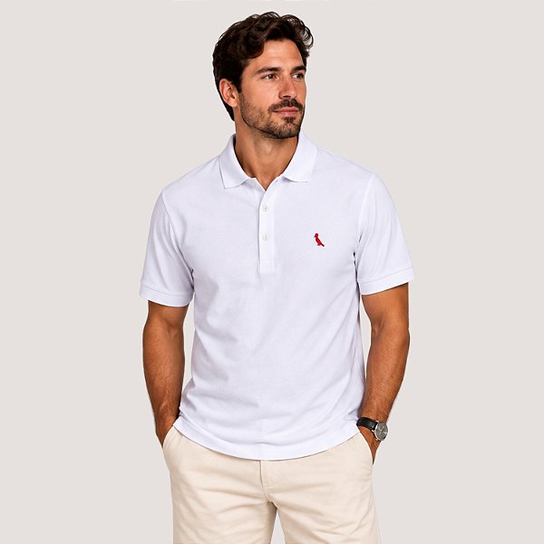 POLO RESERVA MANGA CURTA COMFORT PIQUET LISA BRANCO MASCULINO ADULTO