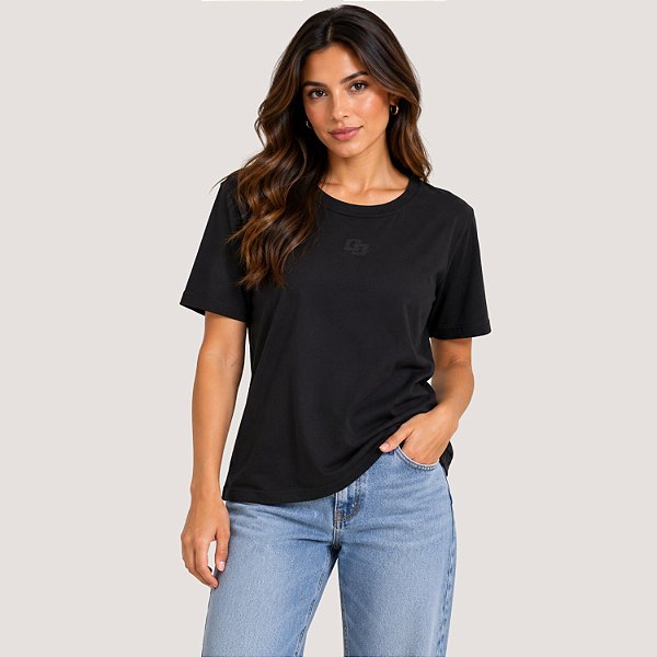 BLUSA COLCCI MANGA CURTA T-SHIRT PRETO FEMININO ADULTO