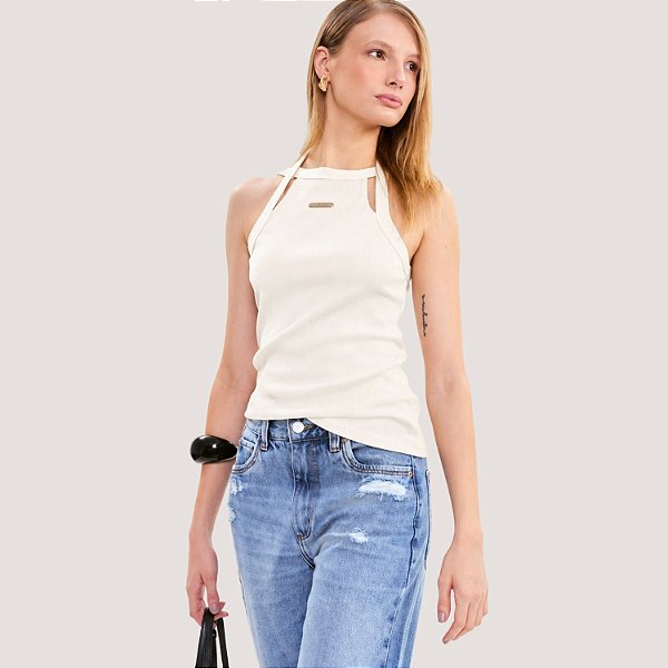 BLUSA COLCCI REGATA CANELADA OFFWHITE FEMININO ADULTO