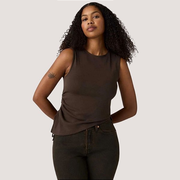 BLUSA LEVIS REGATA MISTO MARROM FEMININO ADULTO
