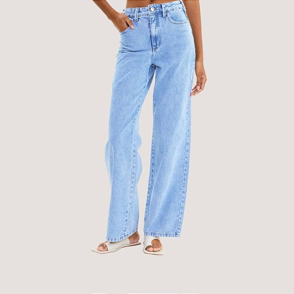 CALÇA COLCCI JEANS CLARO  BRUTO WIDE LEG FEMININO ADULTO