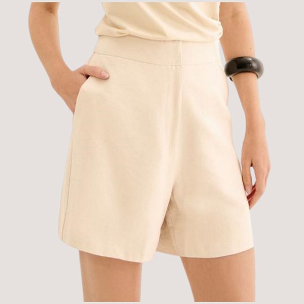 SHORT LEZ A LEZ ALFAIATARIA BEGE MISTO FEMININO ADULTO