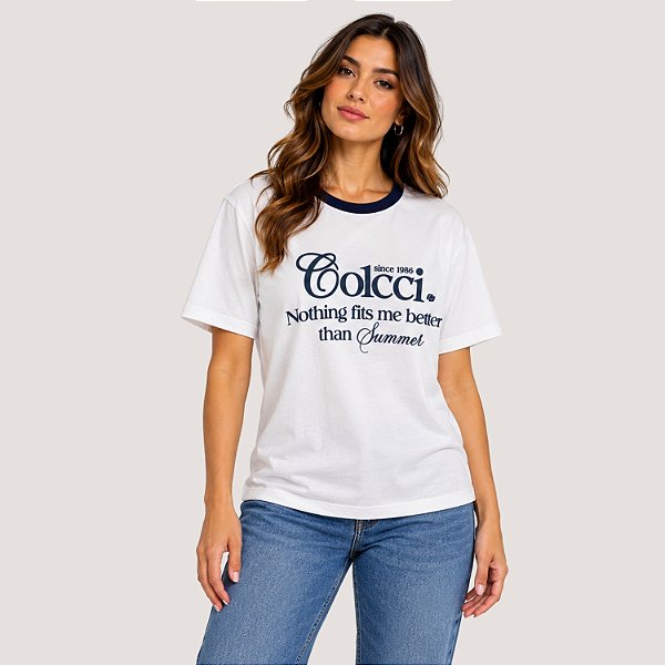 BLUSA COLCCI MANGA CURTA T-SHIRT OFFWHITE FEMININO ADULTO
