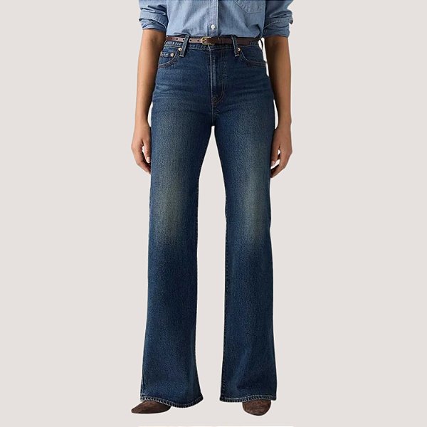 CALÇA LEVIS RIBCAGE JEANS ESCURO COM ELASTANO FEMININO ADULTO