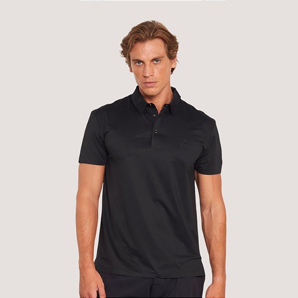 POLO COLCCI MANGA CURTA SLIM POLIAMIDA PRETO MASCULINO ADULTO