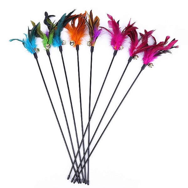 Brinquedo Varinha Para Gatos com Penas e Guizo Interativo Cat Relax - 40cm
