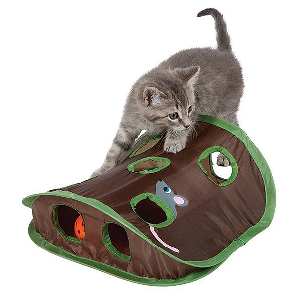 Brinquedo de Caça Interativo Para Gatos - Acompanha 1 ratinho e 1 bolinha