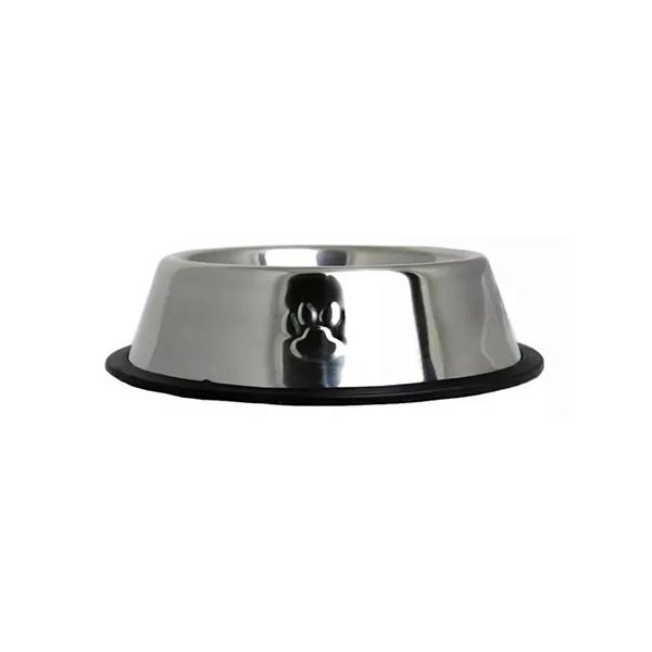 Comedouro Antiderrapante Inox Para Cães e Gatos -  300mL
