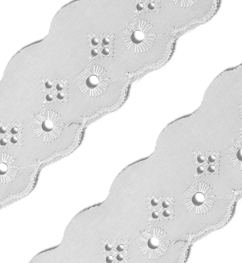 Bordado Inglês 5cm Largura - Branco