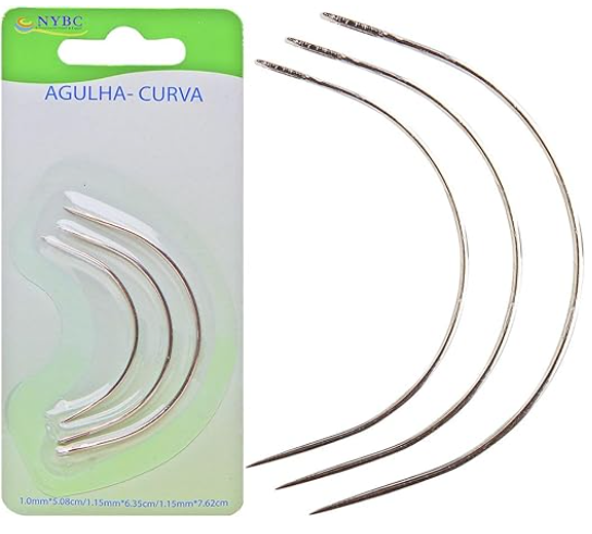 AGULHA CURVA DE MÃO - KIT COM 3 UNIDADES
