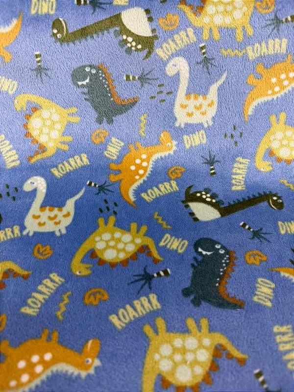 Tecido Ultrasoft Dinossauros - Dupla face