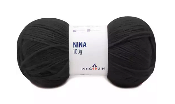 Fio Nina Pingouin 100g - 0100 Preto