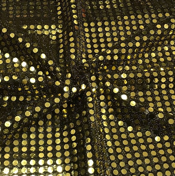 Tecido Paetex Preto com Dourado