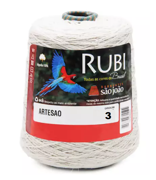 BARBANTE SÃO JOÃO RUBI CRU 620g c/1177mts - 3 FIOS