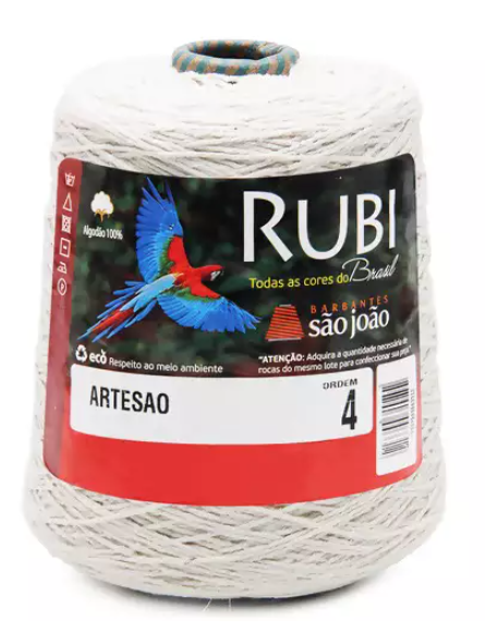 BARBANTE SÃO JOÃO RUBI CRU 620g c/921mts - 4 FIOS