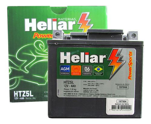 BATERIA HTZ5L 12V 4AH CG 125 CG 160 START HELIAR