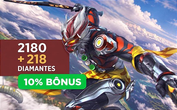 Recarga Free Fire 2180 Diamantes + 10% de Bônus