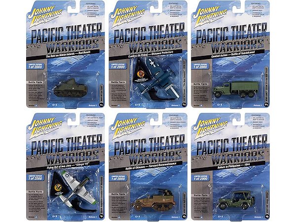 Caixa c/ 06  - Pacific Theater Warriors Military 2022 Release 1 Set B 1:64 Johnny Lightning