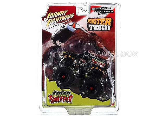 Creep Sweeper Monster Trucks 1:64 Johnny Lightning 2022 Preto