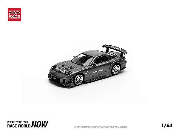 Mazda RX7 RE Amemiya Widebody 1:64 POP RACE Cinza - 3