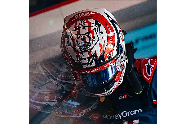 Capacete Oliver Bearman MoneyGram Haas F1 Team GP EUA 2025 1:5 Spark