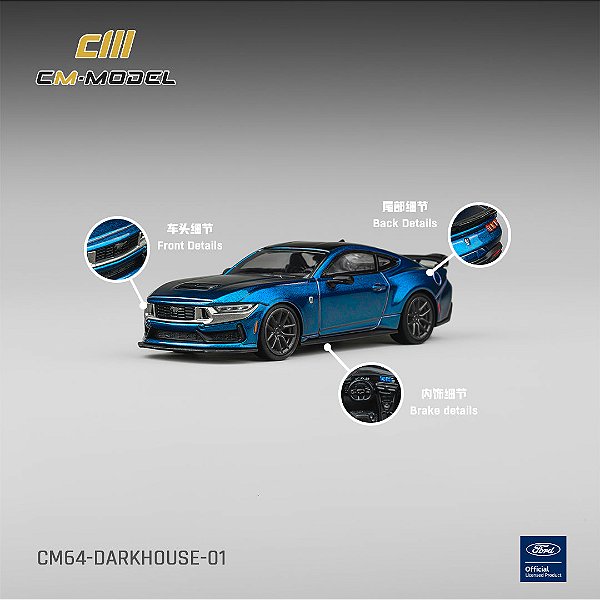 *** PRÉ-ORDER *** Ford Mustang DarkHorse 1:64 CM Model Azul