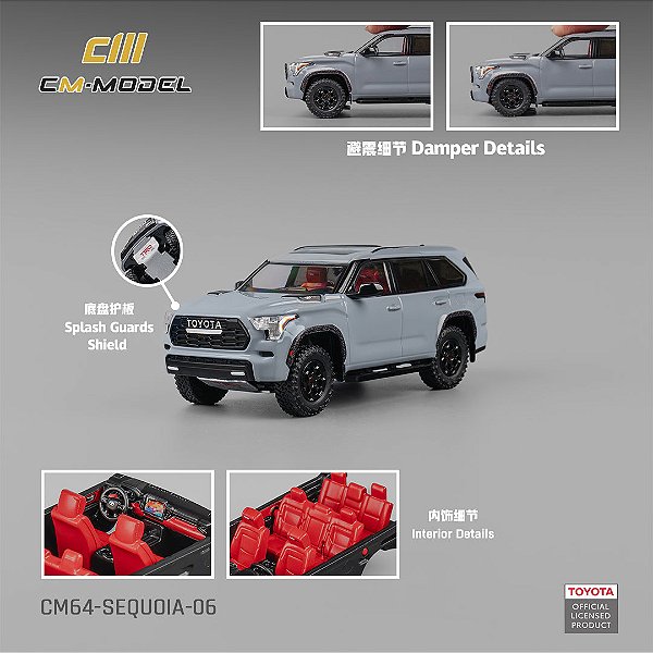 *** PRÉ-ORDER *** Toyota Sequoia TRD 1:64 CM Model Cinza
