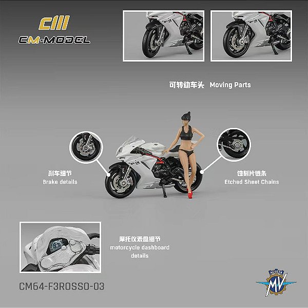 *** PRÉ-ORDER *** MV Agusta F3 1:64 CM Model Branco
