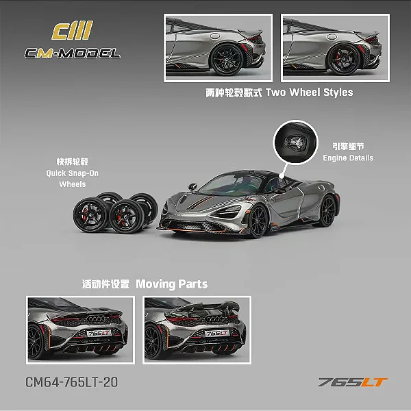*** PRÉ-ORDER *** McLaren 765LT 1:64 CM Model Cinza