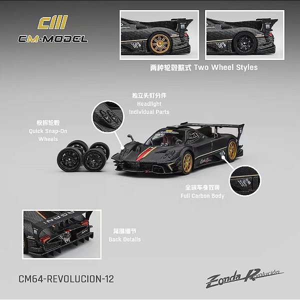 *** PRÉ-ORDER *** Pagani Zonda Revolucion 1:64 CM Model Preto