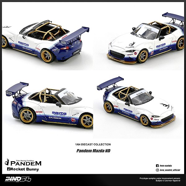 *** PRÉ-VENDA *** Mazda MX-5 (ND) Miata PANDEM ROCKET BUNNY V1.0 1:64 INNO64 PV12993 QTD2