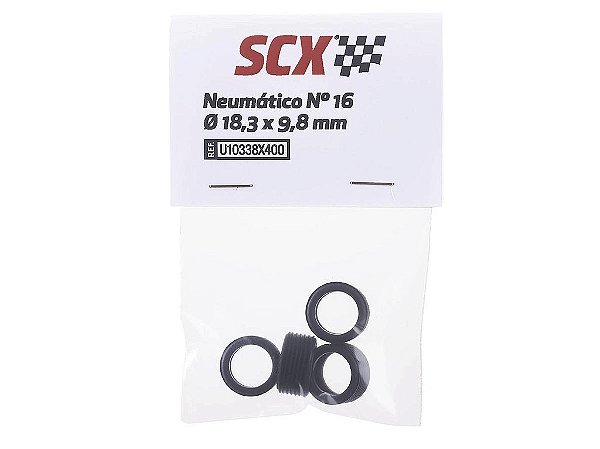 Jogo de Pneus de borracha Nº16 c/sulcos 4 unidades 1:32 SCX