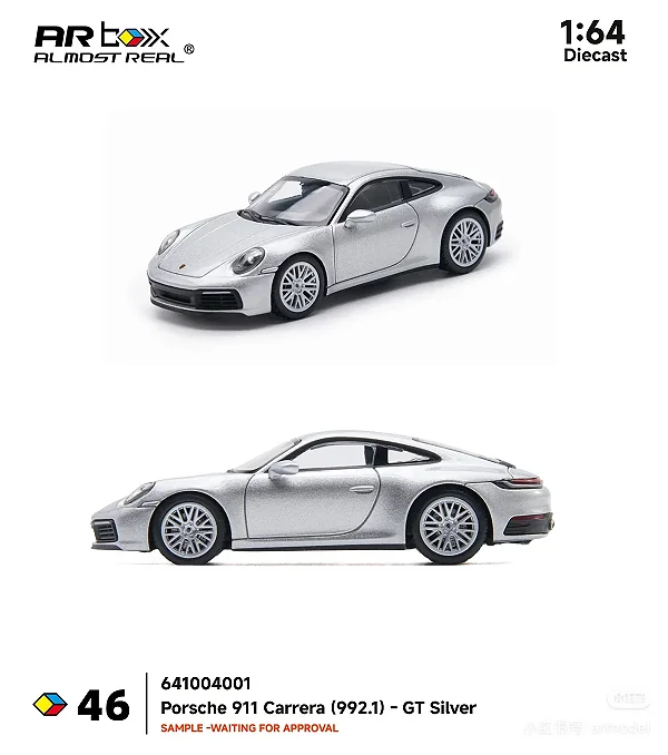 *** PRÉ-ORDER *** Porsche 911 Carrera GT (992.1) 1:64 ARbox Prata