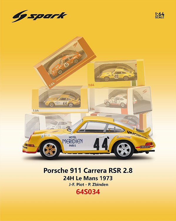 *** PRÉ-ORDER *** Porsche 911 Carrera RSR 2.8 No.44 24H Le Mans 1973 1:64 Spark