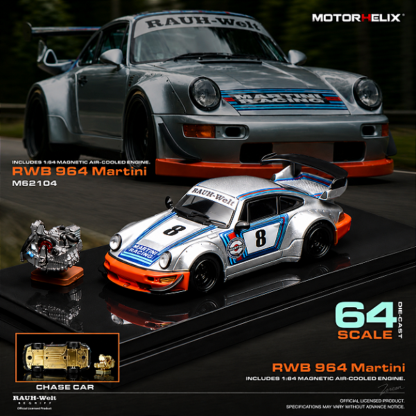 *** PRÉ-ORDER *** RWB 964 Martini 1:64 MOTORHELIX